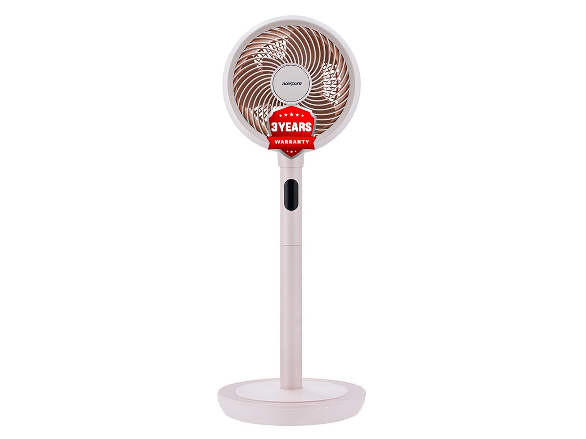 Acerpure Cozy F2 2-in-1 intelligent Pedestal and table Fan with Air Circulator|3years warranty|Energy efficient BLDC motor| 3D airflow technology|16 speed control and LED display|Whisper-quiet (Pink)