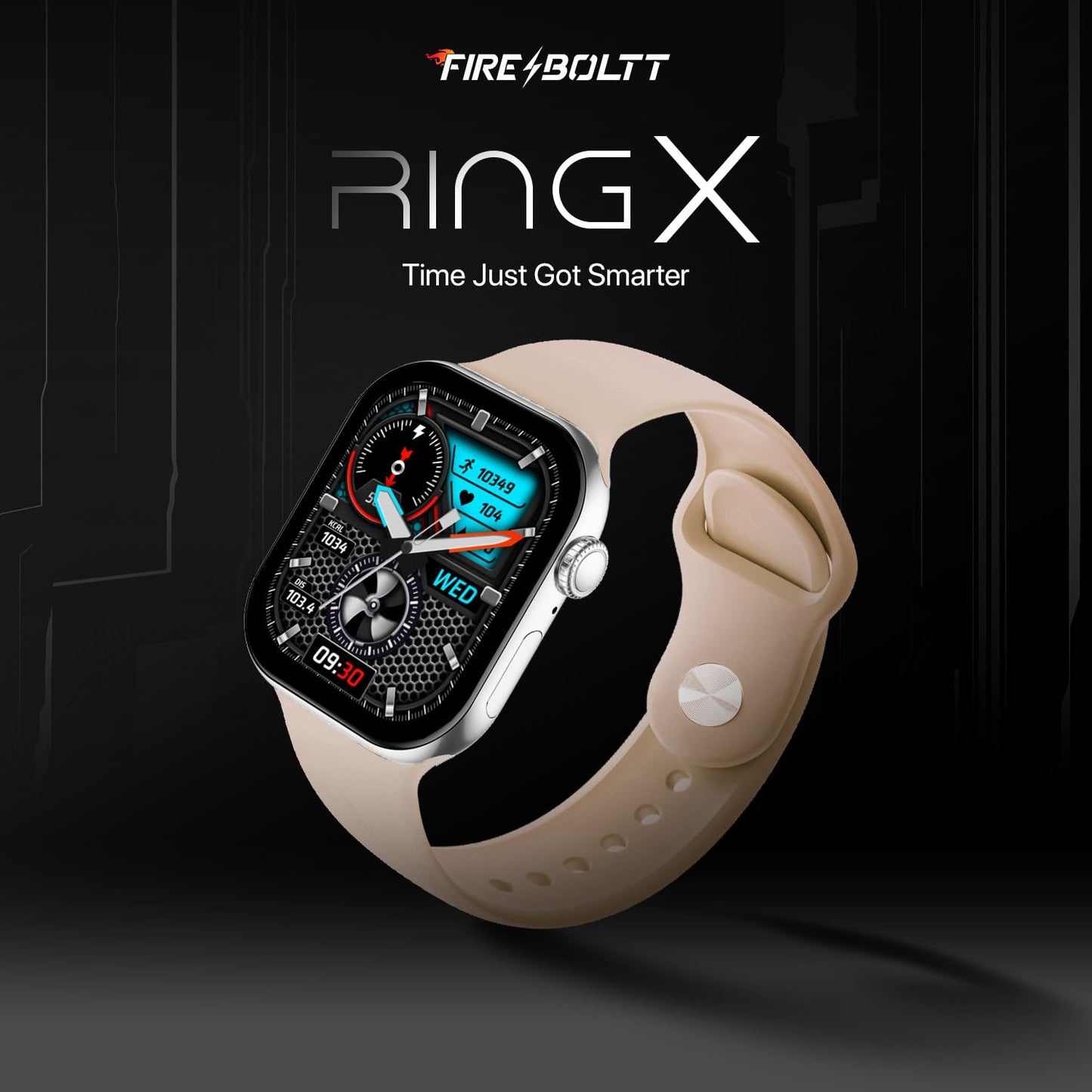Fire-Boltt Ring X Smartwatch 2.01” Display with Always On Display, Bluetooth Calling, Wireless Charging, AI Voice Assistant, 100+ Sports Modes, Health Suite, 500+ Watchfaces (Black S)