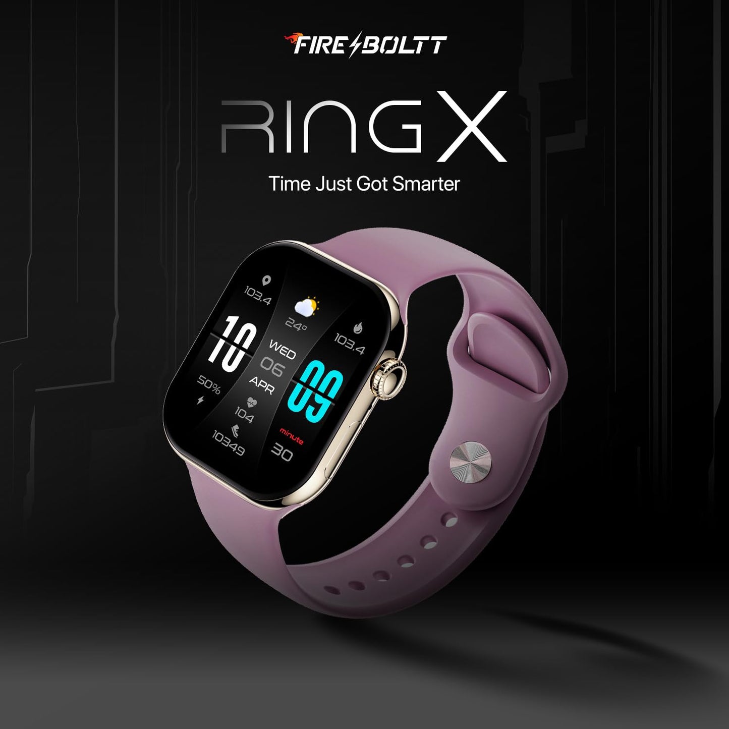 Fire-Boltt Ring X Smartwatch 2.01” Display with Always On Display, Bluetooth Calling, Wireless Charging, AI Voice Assistant, 100+ Sports Modes, Health Suite, 500+ Watchfaces (Black S)