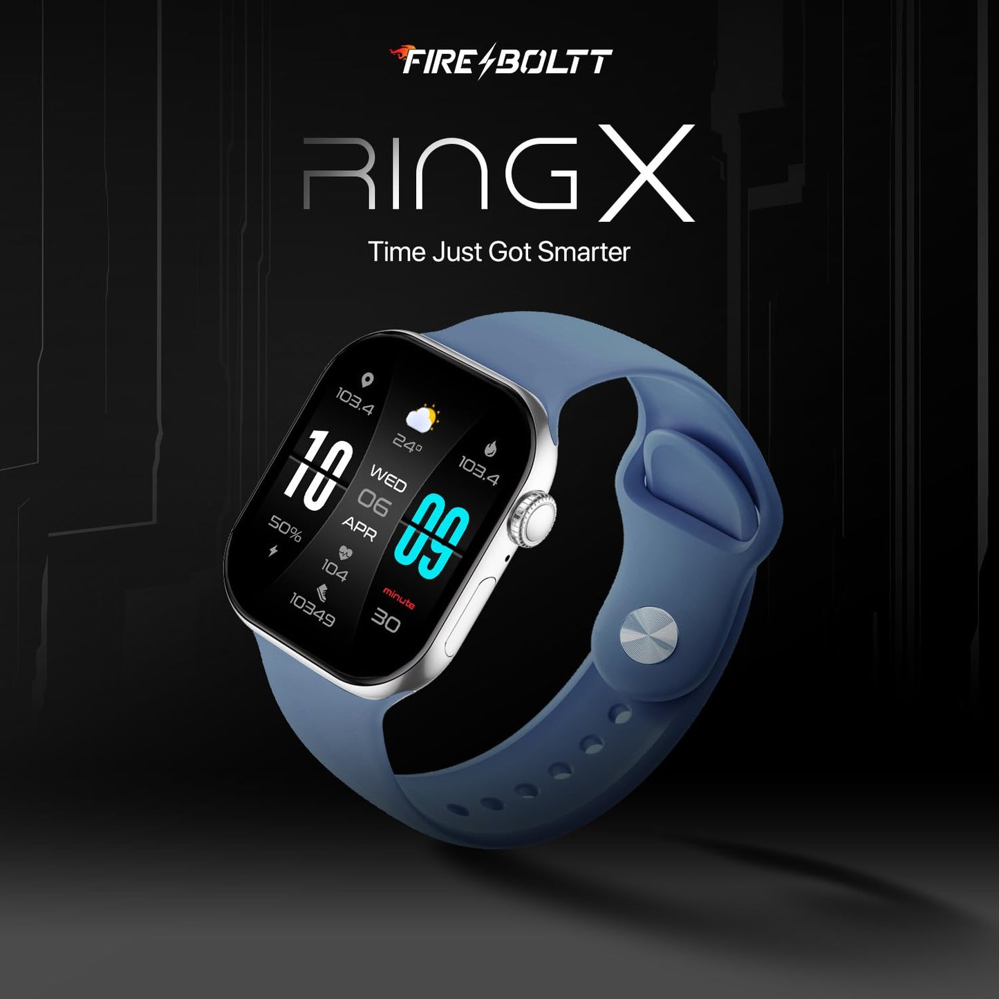 Fire-Boltt Ring X Smartwatch 2.01” Display with Always On Display, Bluetooth Calling, Wireless Charging, AI Voice Assistant, 100+ Sports Modes, Health Suite, 500+ Watchfaces (Black S)