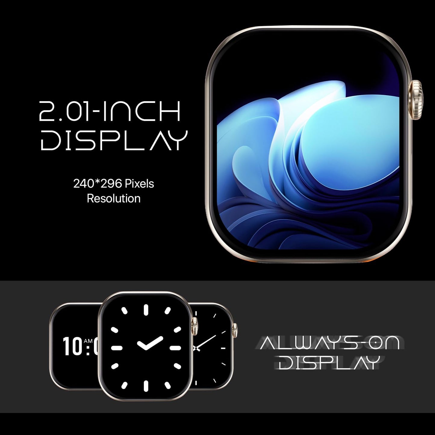 Fire-Boltt Ring X Smartwatch 2.01” Display with Always On Display, Bluetooth Calling, Wireless Charging, AI Voice Assistant, 100+ Sports Modes, Health Suite, 500+ Watchfaces (Black S)