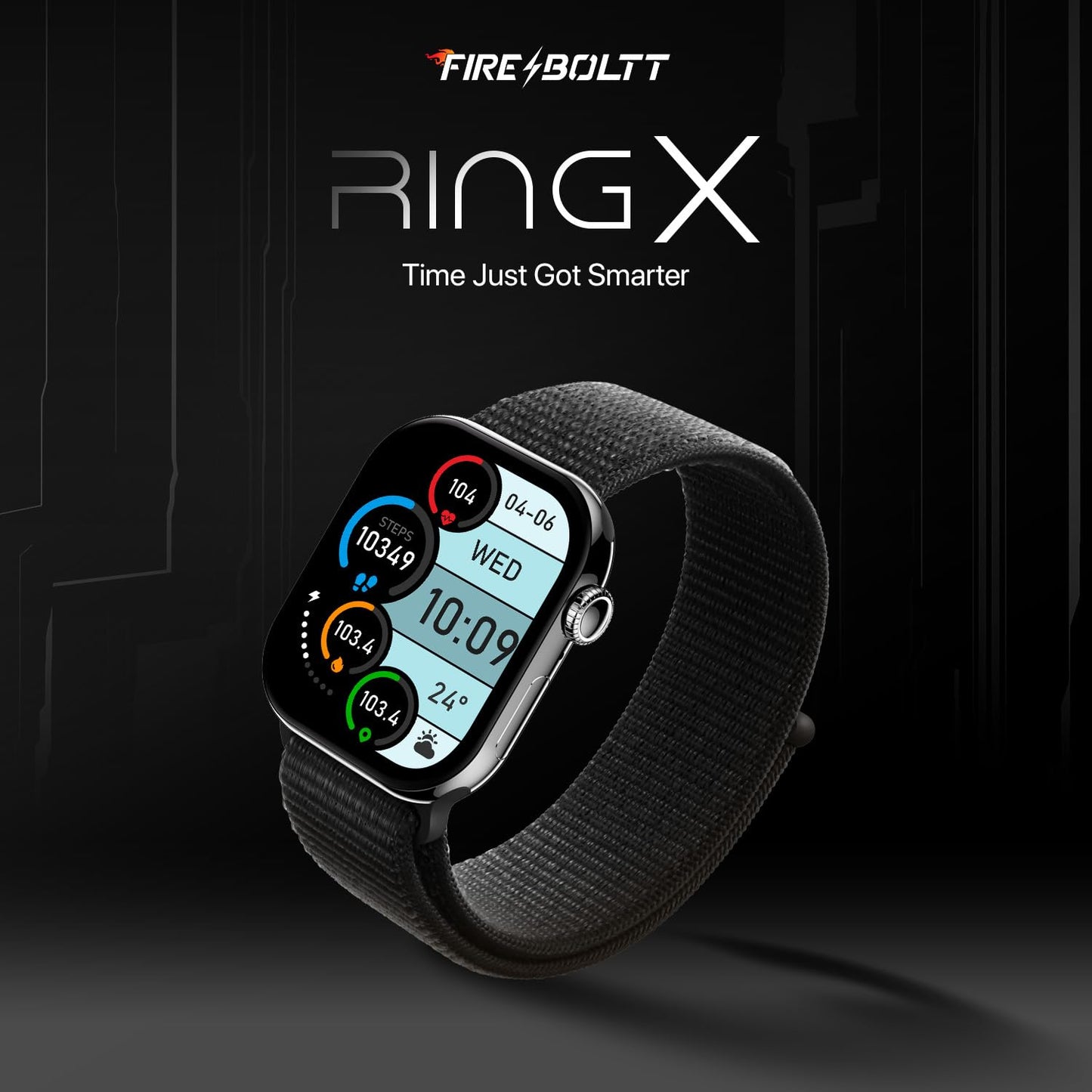 Fire-Boltt Ring X Smartwatch 2.01” Display with Always On Display, Bluetooth Calling, Wireless Charging, AI Voice Assistant, 100+ Sports Modes, Health Suite, 500+ Watchfaces (Black S)