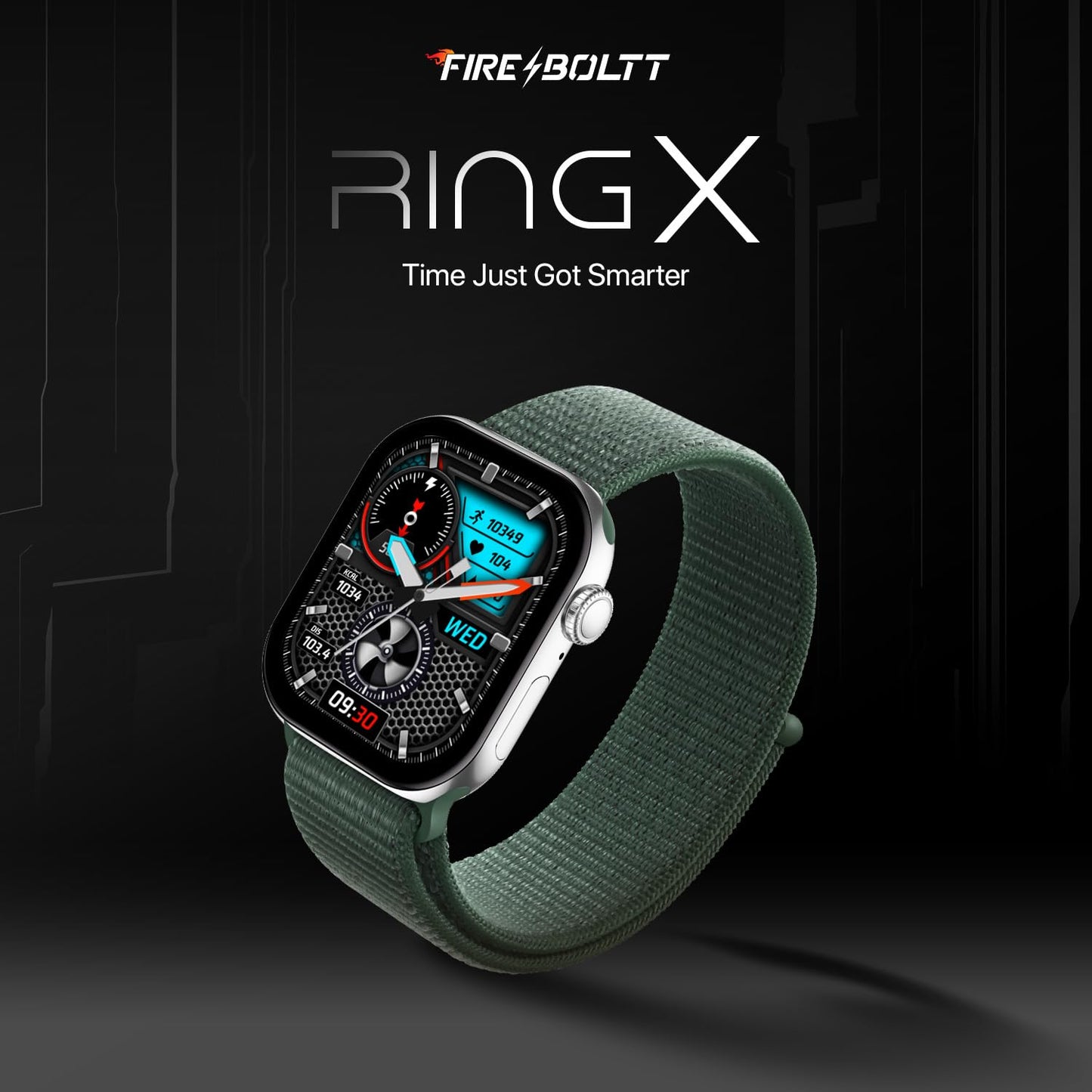 Fire-Boltt Ring X Smartwatch 2.01” Display with Always On Display, Bluetooth Calling, Wireless Charging, AI Voice Assistant, 100+ Sports Modes, Health Suite, 500+ Watchfaces (Black S)