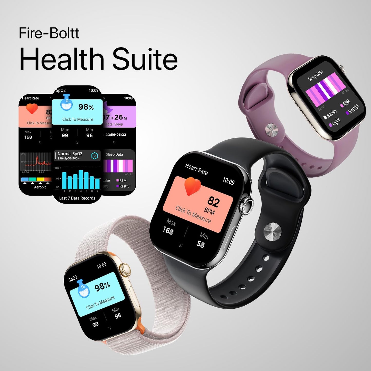 Fire-Boltt Ring X Smartwatch 2.01” Display with Always On Display, Bluetooth Calling, Wireless Charging, AI Voice Assistant, 100+ Sports Modes, Health Suite, 500+ Watchfaces (Black S)