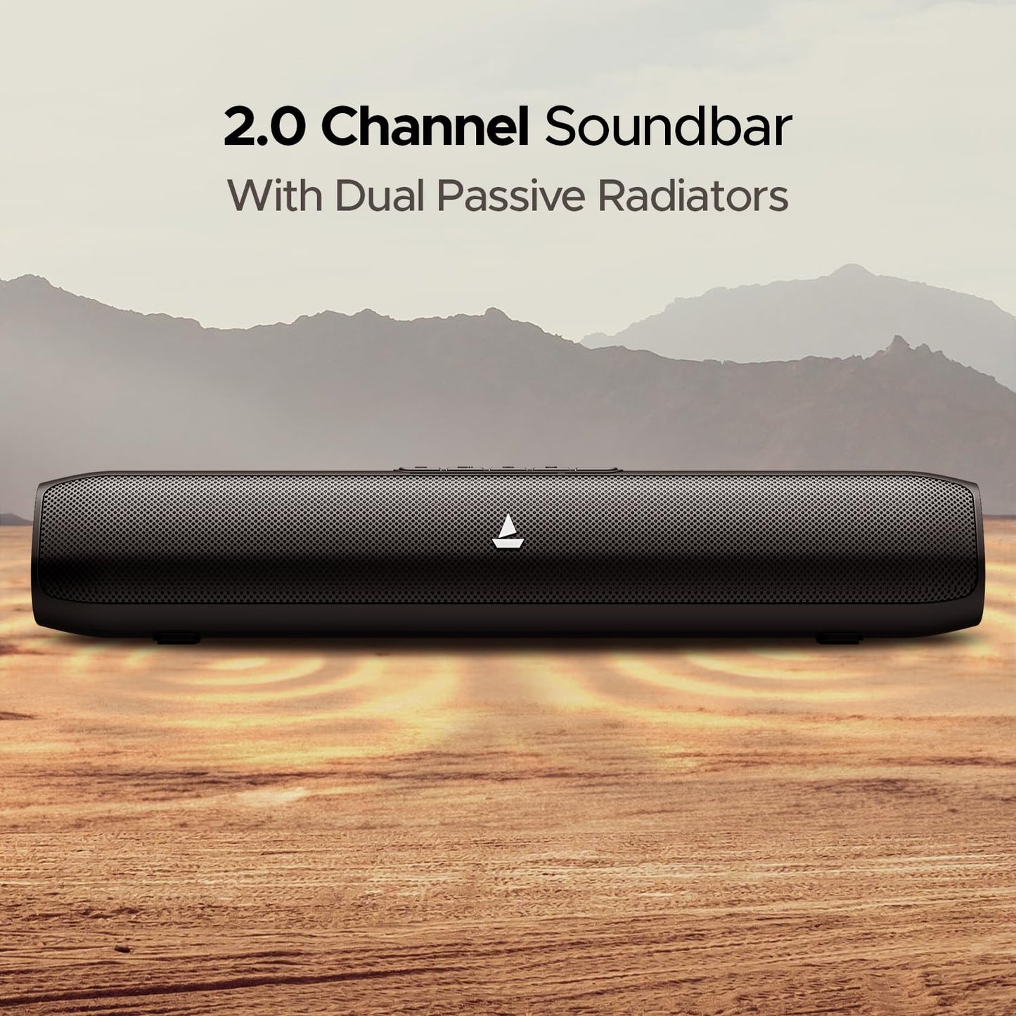 Boat Aavante Bar Groove Bluetooth 2.0 Channel Soundbar with 16 W RMS Output, Multiple Connectivity Modes, Up to 6 hrs Playtime, Bluetooth v5.0 & USB Type-C Port(Premium Black)