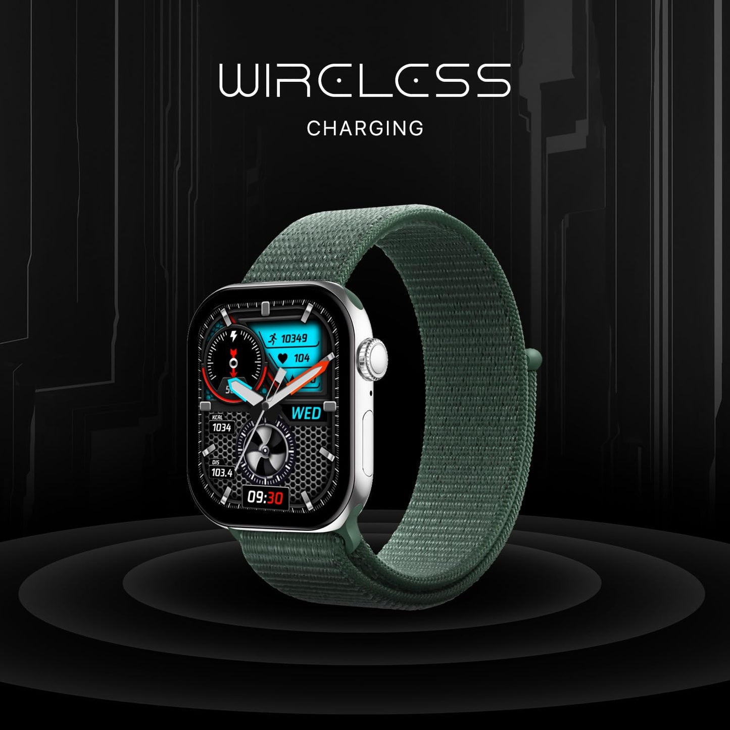 Fire-Boltt Ring X Smartwatch 2.01” Display with Always On Display, Bluetooth Calling, Wireless Charging, AI Voice Assistant, 100+ Sports Modes, Health Suite, 500+ Watchfaces (Black S)