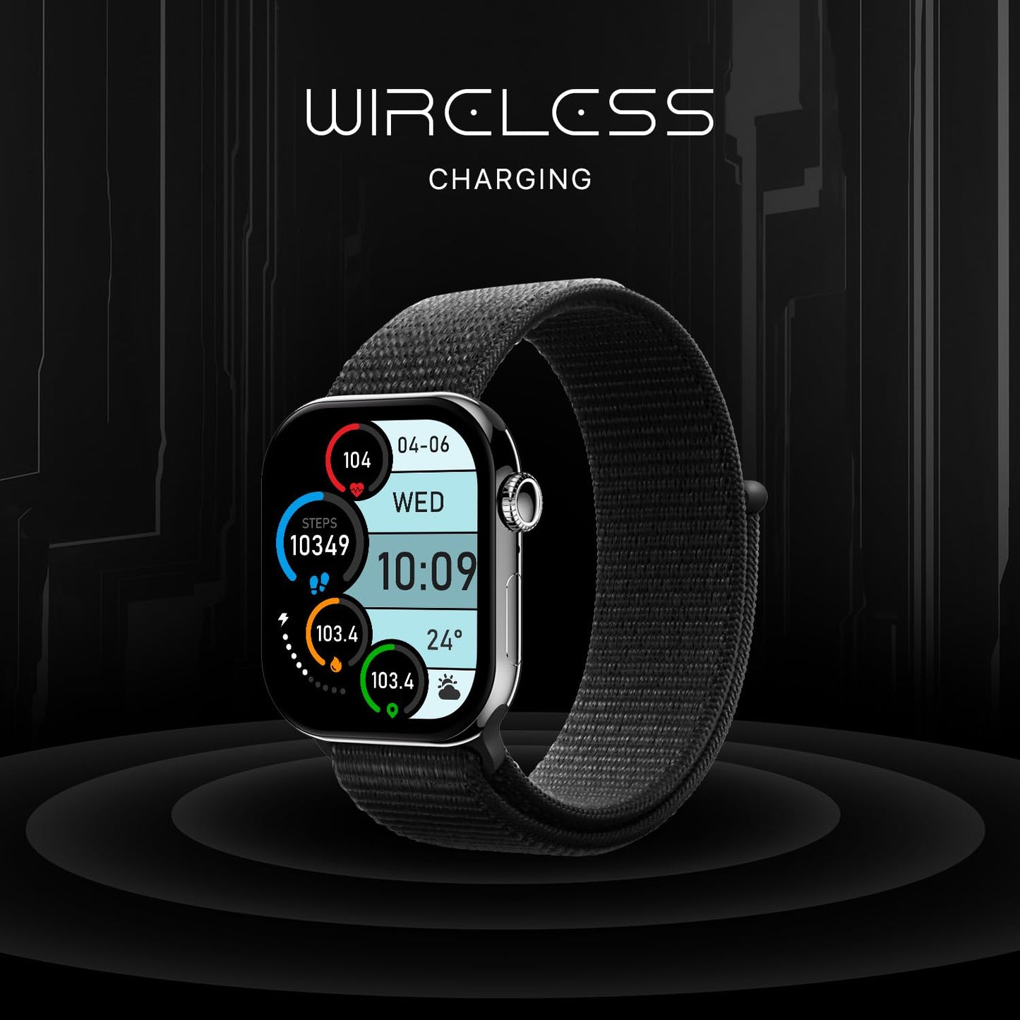 Fire-Boltt Ring X Smartwatch 2.01” Display with Always On Display, Bluetooth Calling, Wireless Charging, AI Voice Assistant, 100+ Sports Modes, Health Suite, 500+ Watchfaces (Black S)