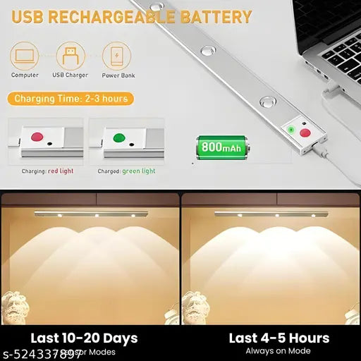 Best Under The Cabinet Lights 40 cm Motion Light Home Removable Dimmable USB Rechargeable Closet Light, Wireless Under Counter Lights for Kitchen Counter, Stair Light (Pack of 1) limited