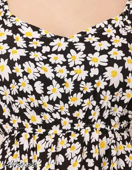 Printed Crepe Maxi Dress w/o Short Sleeves – India-Made