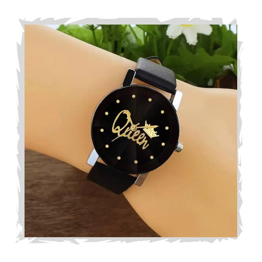 Acnos Brand Analog Watch for Girls 5 Diffrent Dial Diamond Cut Glass Black Leather Watch for Women Analog Girl Watches