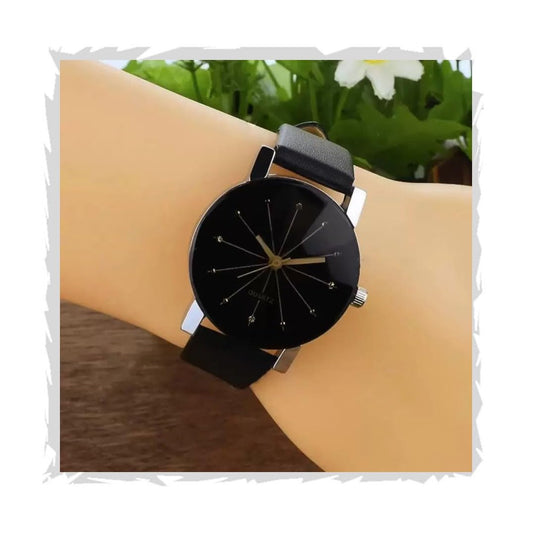 Acnos Brand Analog Watch for Girls 5 Diffrent Dial Diamond Cut Glass Black Leather Watch for Women Analog Girl Watches