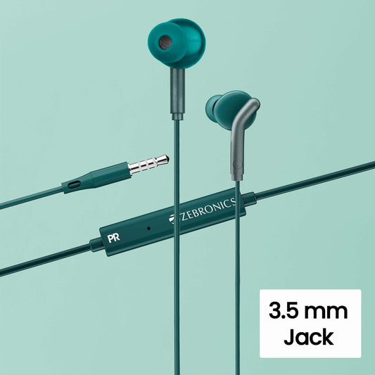 Bro in Ear Wired Earphones with Mic, 3.5mm Audio Jack, 10mm Drivers, Phone/Tablet Compatible (Green)
