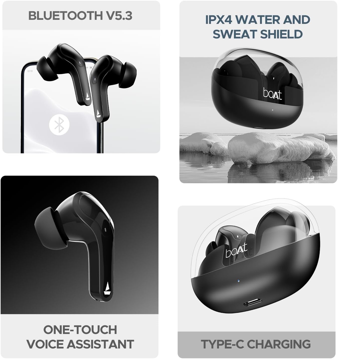 Airdopes 311 Pro Truly Wireless in Ear Earbuds, Up to 50 Hrs Playtime, Dual Mics, Low-Latency Mode, ASAP Charging, IPX4, IWP Tech, BT v5.3 (Active Black)