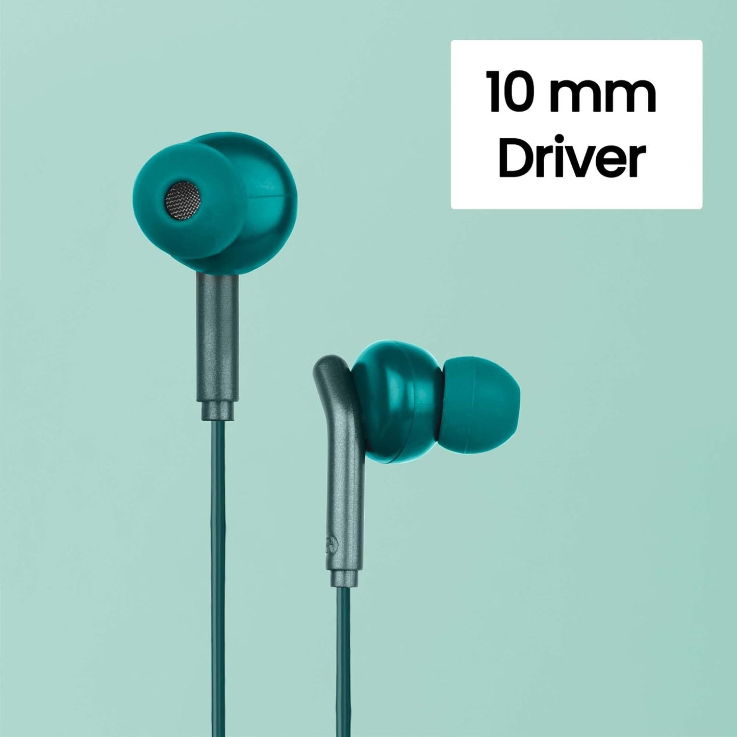Bro in Ear Wired Earphones with Mic, 3.5mm Audio Jack, 10mm Drivers, Phone/Tablet Compatible (Green)