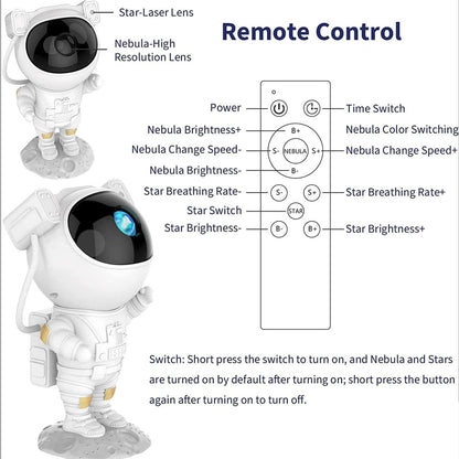 Night Lamp, Astronaut Galaxy Projector Night Light, with Remote Control Timer 360° Adjustable Kids Astronaut Led Lamp for Baby Adults Bedroom, Gaming Room, Home Party