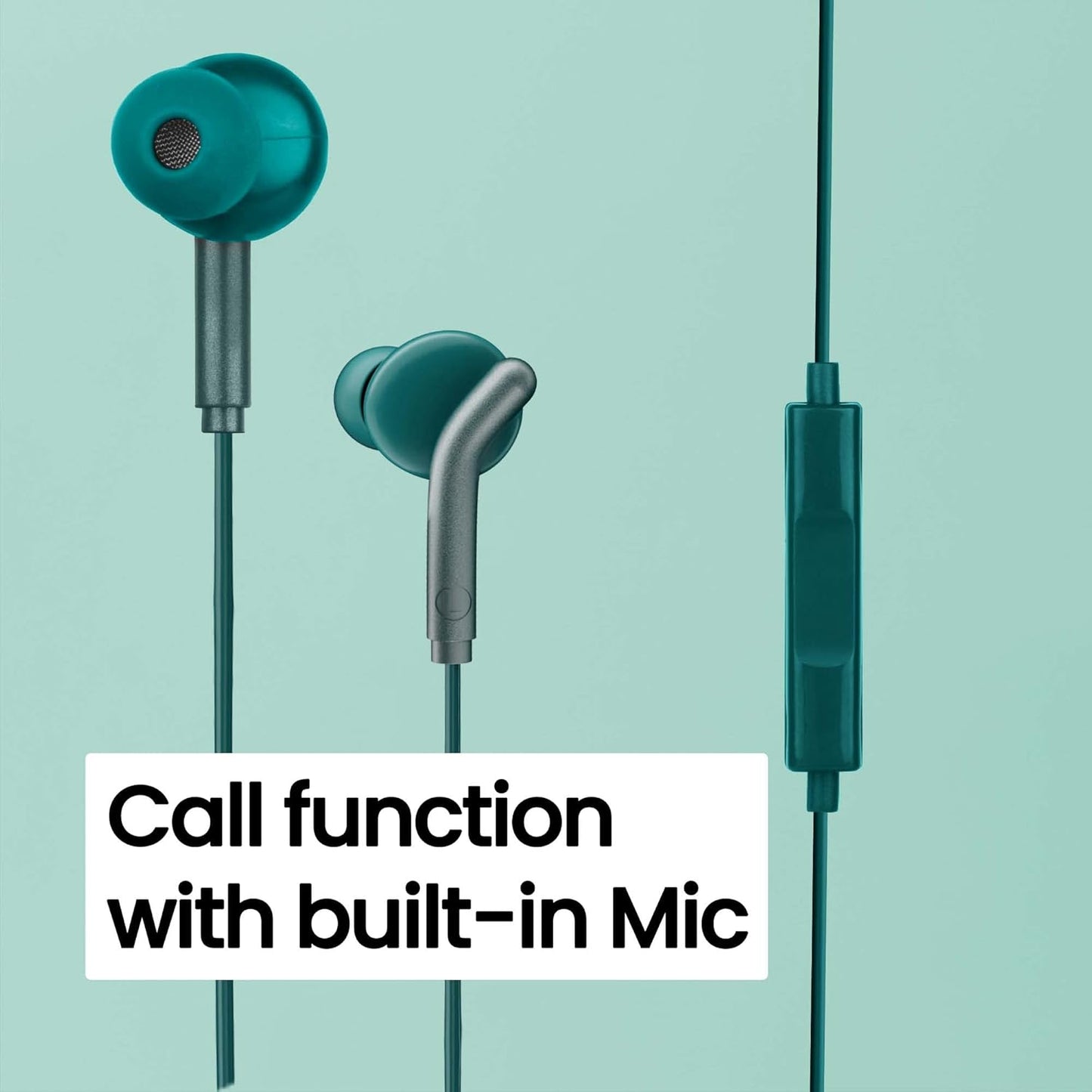 Bro in Ear Wired Earphones with Mic, 3.5mm Audio Jack, 10mm Drivers, Phone/Tablet Compatible (Green)