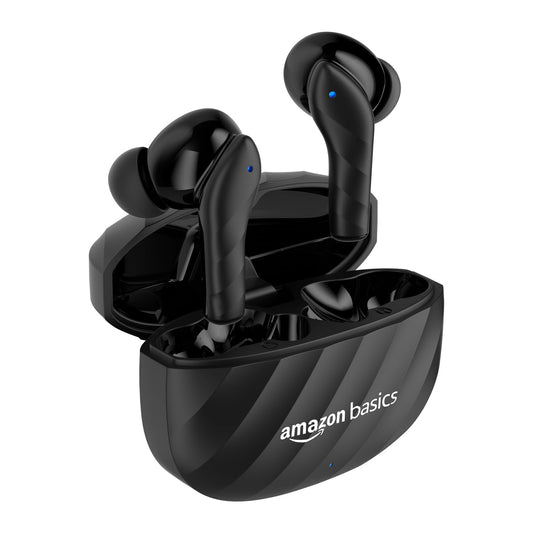 amazon basics TWS in-Ear Earbuds (AB-T10) with Fast Charging up to 50 Hours of Playtime | Dual 10mm Driver | IPX4 Water-Resistance | Bluetooth 5.3 | Charging Case with Mic | Touch Control (White)