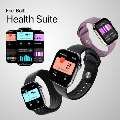 Fire-Boltt Ring X Smartwatch 2.01” Display with Always On Display, Bluetooth Calling, Wireless Charging, AI Voice Assistant, 100+ Sports Modes, Health Suite, 500+ Watchfaces (Black S)