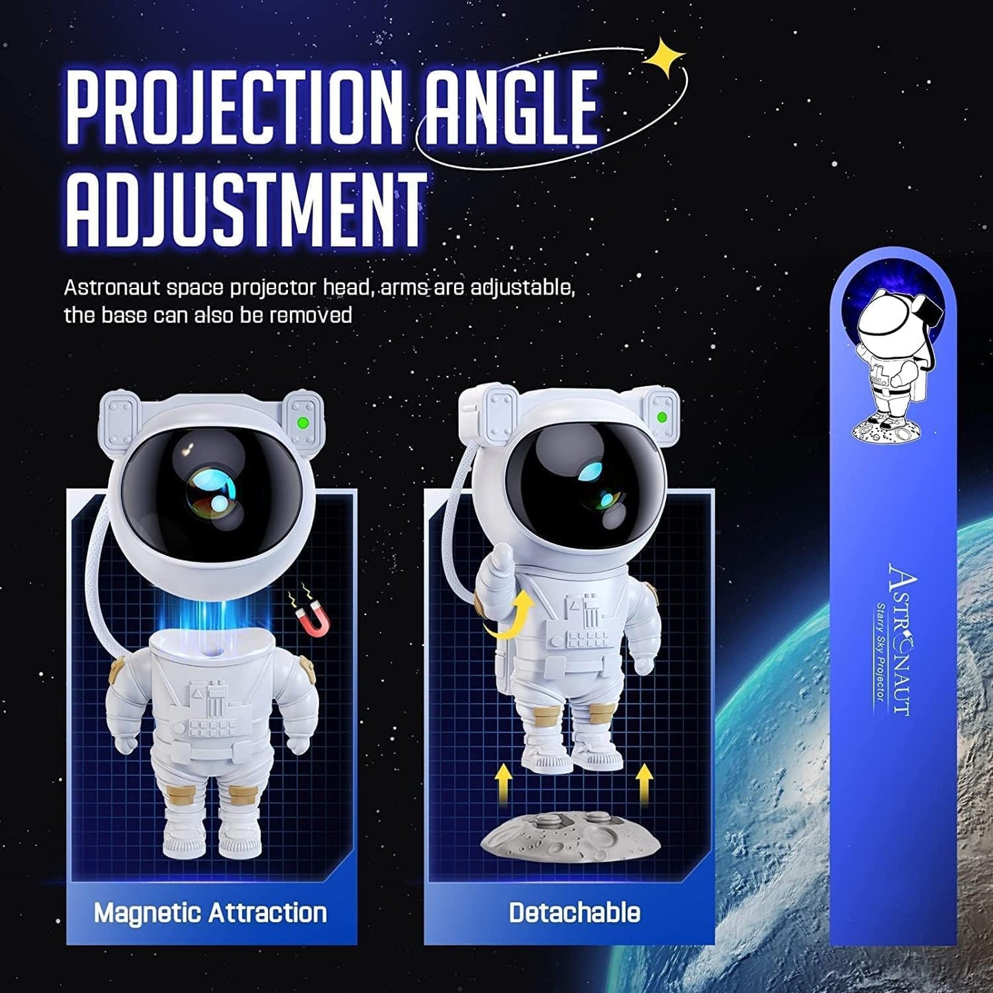 Night Lamp, Astronaut Galaxy Projector Night Light, with Remote Control Timer 360° Adjustable Kids Astronaut Led Lamp for Baby Adults Bedroom, Gaming Room, Home Party