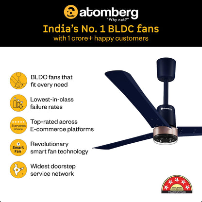 atomberg Renesa Elite Smart 1200mm 5-Star BLDC Fan, Remote Ceiling Fan for Home, Works with Alexa, High Air Delivery, Free Installation, 3-Year Warranty, Newly Launched in 2025 (Pearl White - Smart)