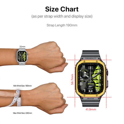 Fire-Boltt Maverick Smartwatch 51.308mm (2.02 inch) IPS Display, Luxury Stainless Steel Look, 320x385 Pixel Resolution, Bluetooth Calling, Voice Assistant (Black Silver)