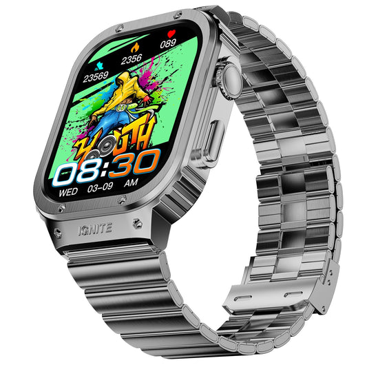 Fire-Boltt Maverick Smartwatch 51.308mm (2.02 inch) IPS Display, Luxury Stainless Steel Look, 320x385 Pixel Resolution, Bluetooth Calling, Voice Assistant (Black Silver)