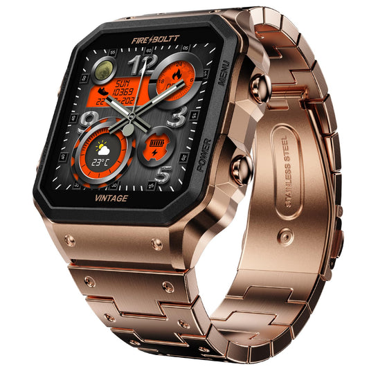Fire-Boltt Maverick Smartwatch 51.308mm (2.02 inch) IPS Display, Luxury Stainless Steel Look, 320x385 Pixel Resolution, Bluetooth Calling, Voice Assistant (Black Silver)