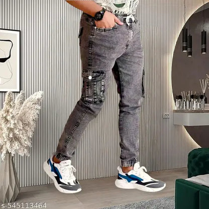 Best Trendy cargo jeans Grey