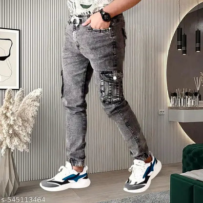 Best Trendy cargo jeans Grey