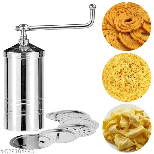 Premium Quality Stainless Steel Sev Sancha Machine/Muruku Maker with 6 Jali,(9 No.) Kitchen press/sev maker/Murukku machine
