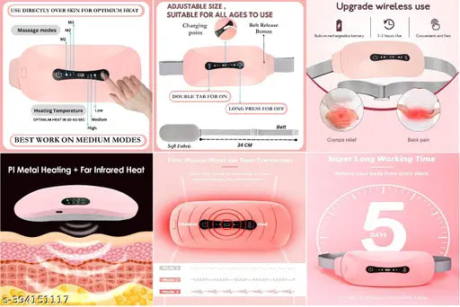 Period Cramp Relief Massager & Heating Pad for Period Cramps Portable Cordless Periods Cramps Relief Machine 3-Temp. & 3-Massage Mode Fast Heating Menstrual Period Pain Relief Device for Women.