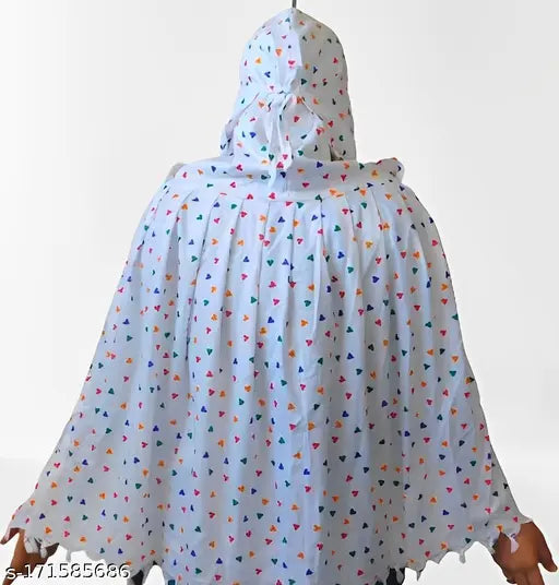 THINKWELL Ready Stiched to wear Long Stylish Scarves&Stoles Cum Mask for Woman or Girl | White Cool quality cotton MultiHeart printed | Save your skin damage from sun ray & pollution (Long – Pack of 1)