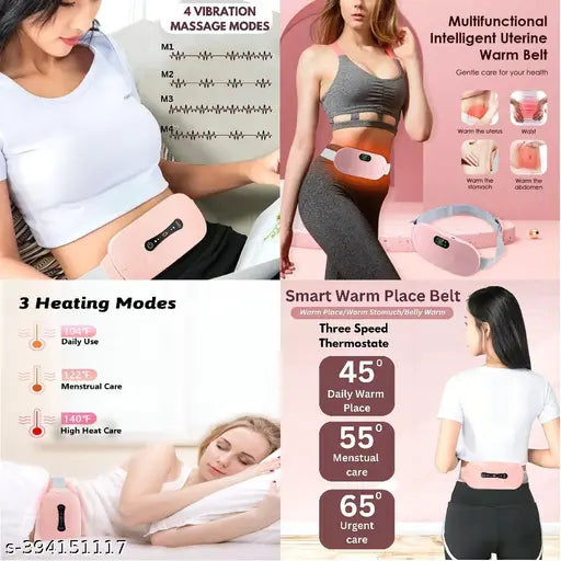Period Cramp Relief Massager & Heating Pad for Period Cramps Portable Cordless Periods Cramps Relief Machine 3-Temp. & 3-Massage Mode Fast Heating Menstrual Period Pain Relief Device for Women.