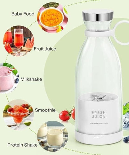 Portable Mini Juicer Blender, USB Rechargeable Fruit Maker Machine, Portable Personal Size Juicer Bottle Grinder Mixer Blender for Smoothie, Juices and Shakes (Multi)