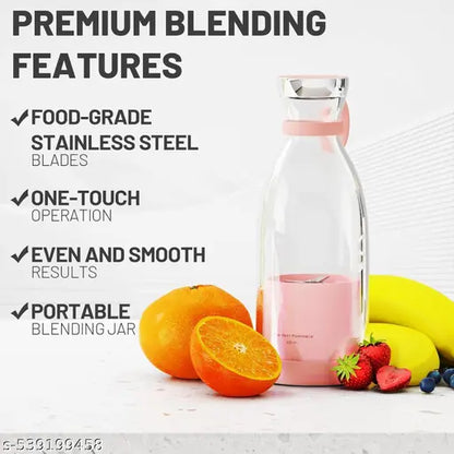 Portable Mini Juicer Blender, USB Rechargeable Fruit Maker Machine, Portable Personal Size Juicer Bottle Grinder Mixer Blender for Smoothie, Juices and Shakes (Multi)