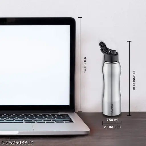 BOROSIL - Grip N Sip Water Bottle, Steel, 750ml
