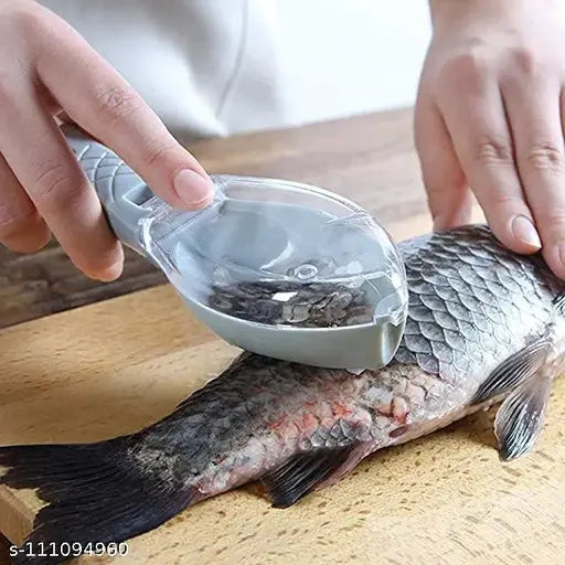 Fish Scale Plastic Scraper Fish Scaler Sawtooth Scale Descaler Scraper Cleaner Fish Scales Brush Shaver Remover Scale Knife Peeler Skin Peeler Fish Tools Kitchen Gadget-Assorted Color-Pack of 1