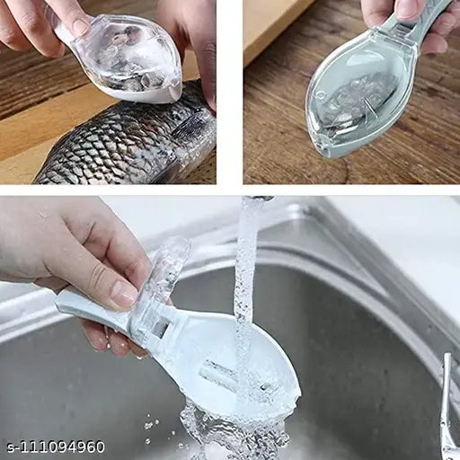 Fish Scale Plastic Scraper Fish Scaler Sawtooth Scale Descaler Scraper Cleaner Fish Scales Brush Shaver Remover Scale Knife Peeler Skin Peeler Fish Tools Kitchen Gadget-Assorted Color-Pack of 1