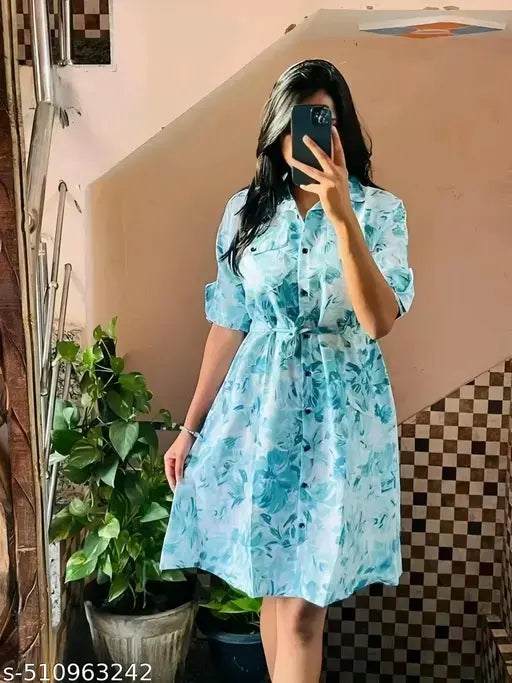 Elegant Cotton Tunic with Belt & Waist Tie-Up | Green, Blue, Sky Blue, Pink, Purple | Sizes S-6XL